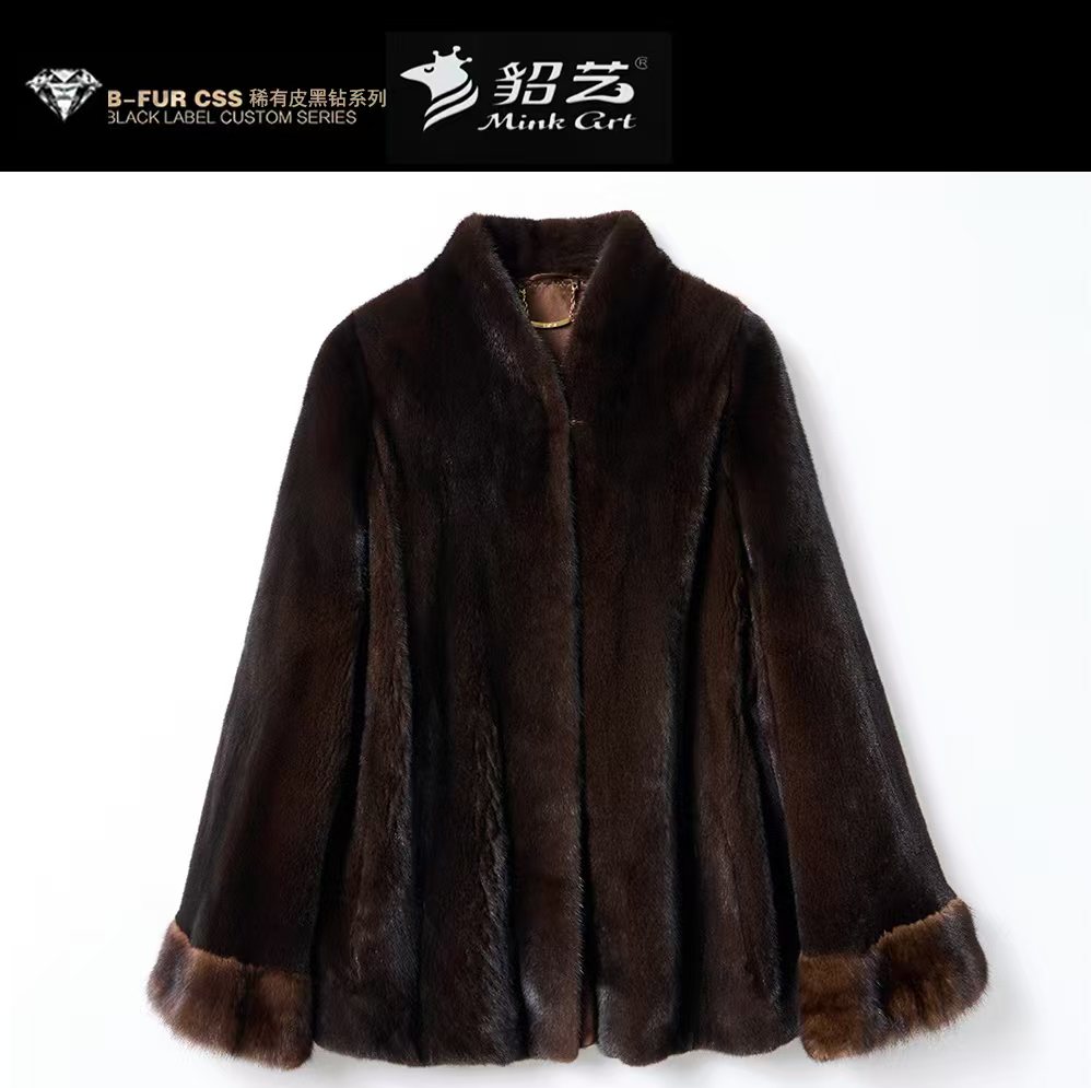 貂艺 ACE FUR | 【摩登古堡】进口稀有皮黑金色 小立领短二水貂皮草