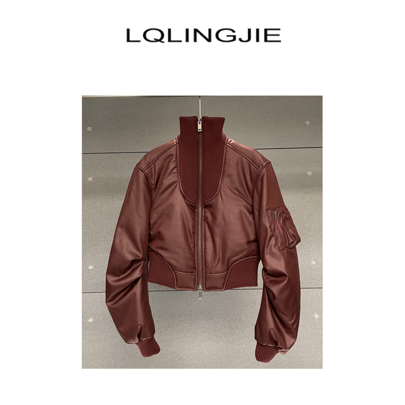 LQLINGJIE 设计师时尚短款棉服外套01003