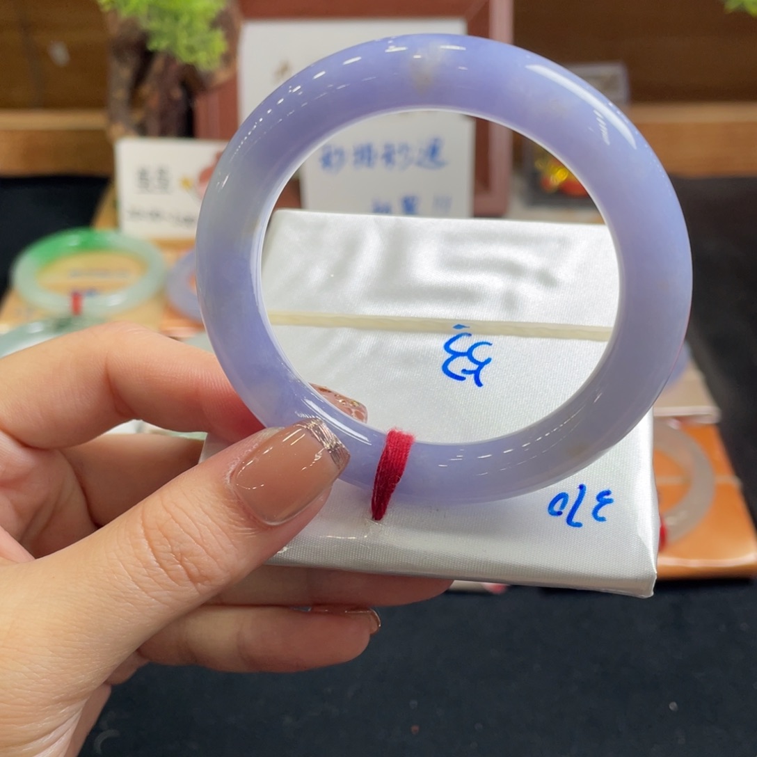 翡翠手镯未镶嵌53 圆条 妖紫圆条