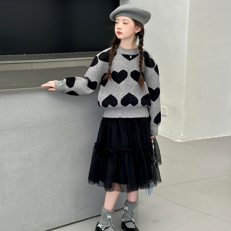 女童加厚时尚常规秋冬动物针织衫套头加绒卡通动漫毛衣长袖新款潮