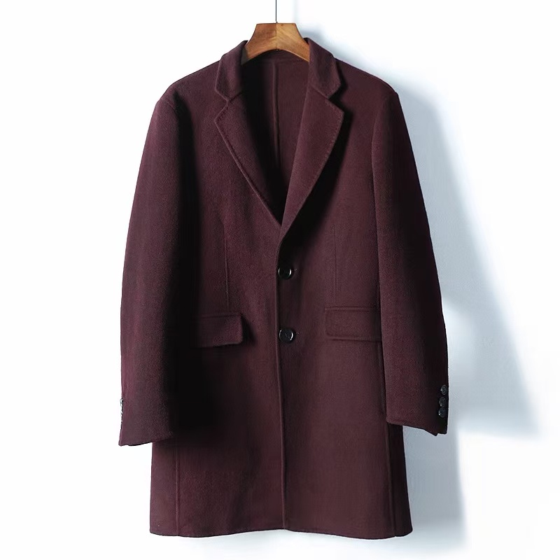 0300 冬季新品简约休闲羊毛双面呢大衣外套8205