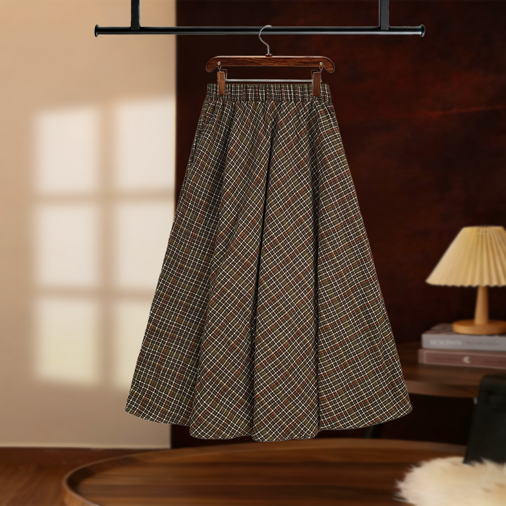 【NANA专属】复古洒银半裙2025秋冬减龄大摆褶皱a字长裙D8066