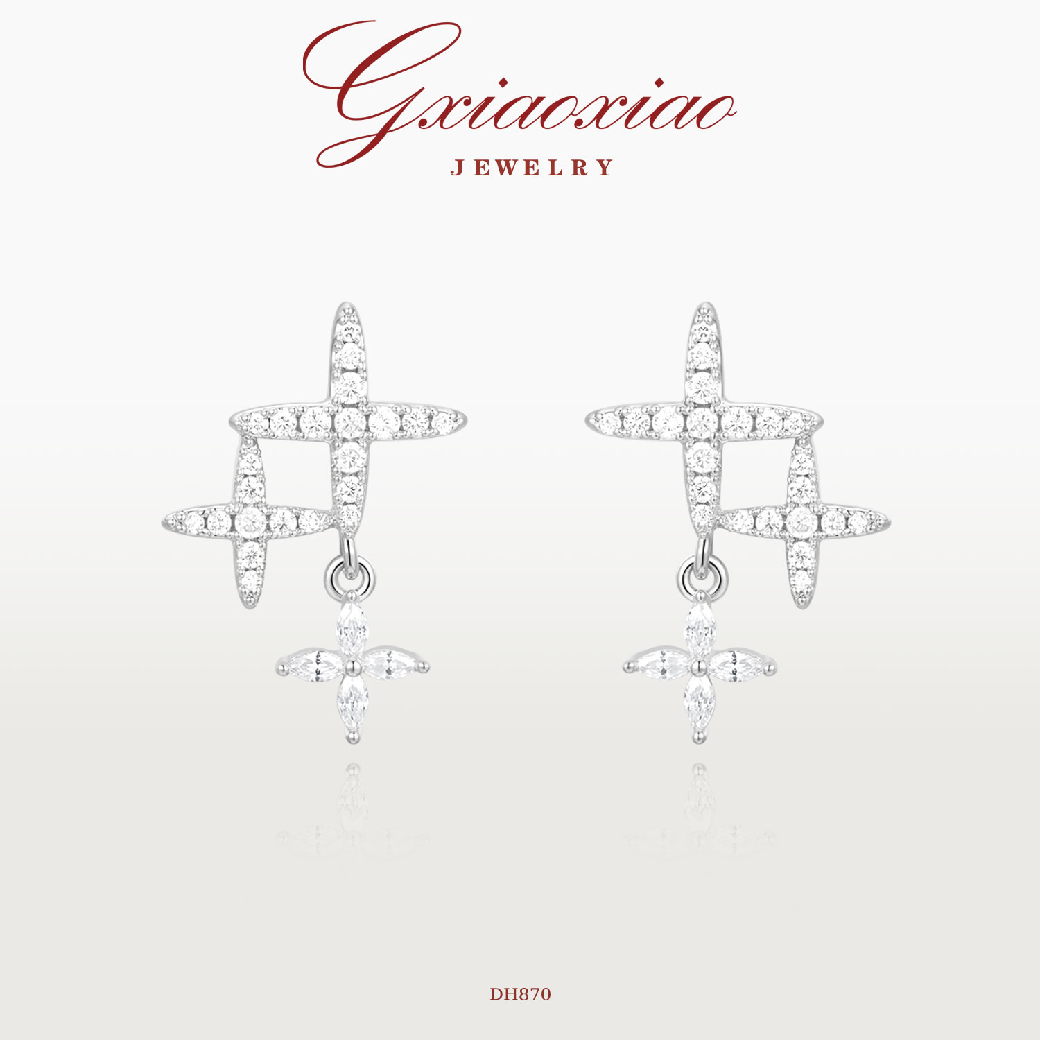 G XIAOXIAO 镀K金 精致通勤简约百搭四芒星耳环 DH870