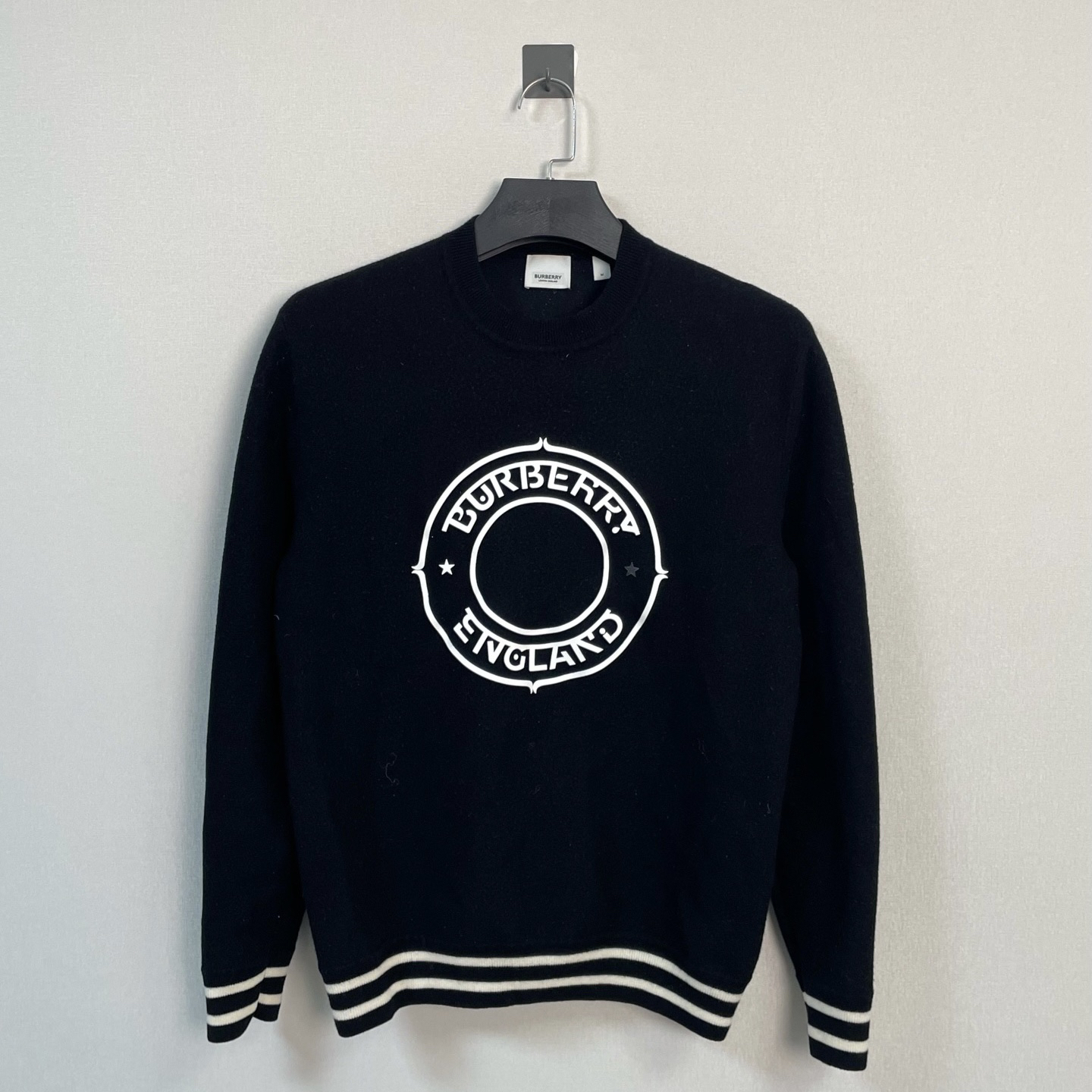 99新 BURBERRY/博柏利 圆周字母毛衣/M码/价6800