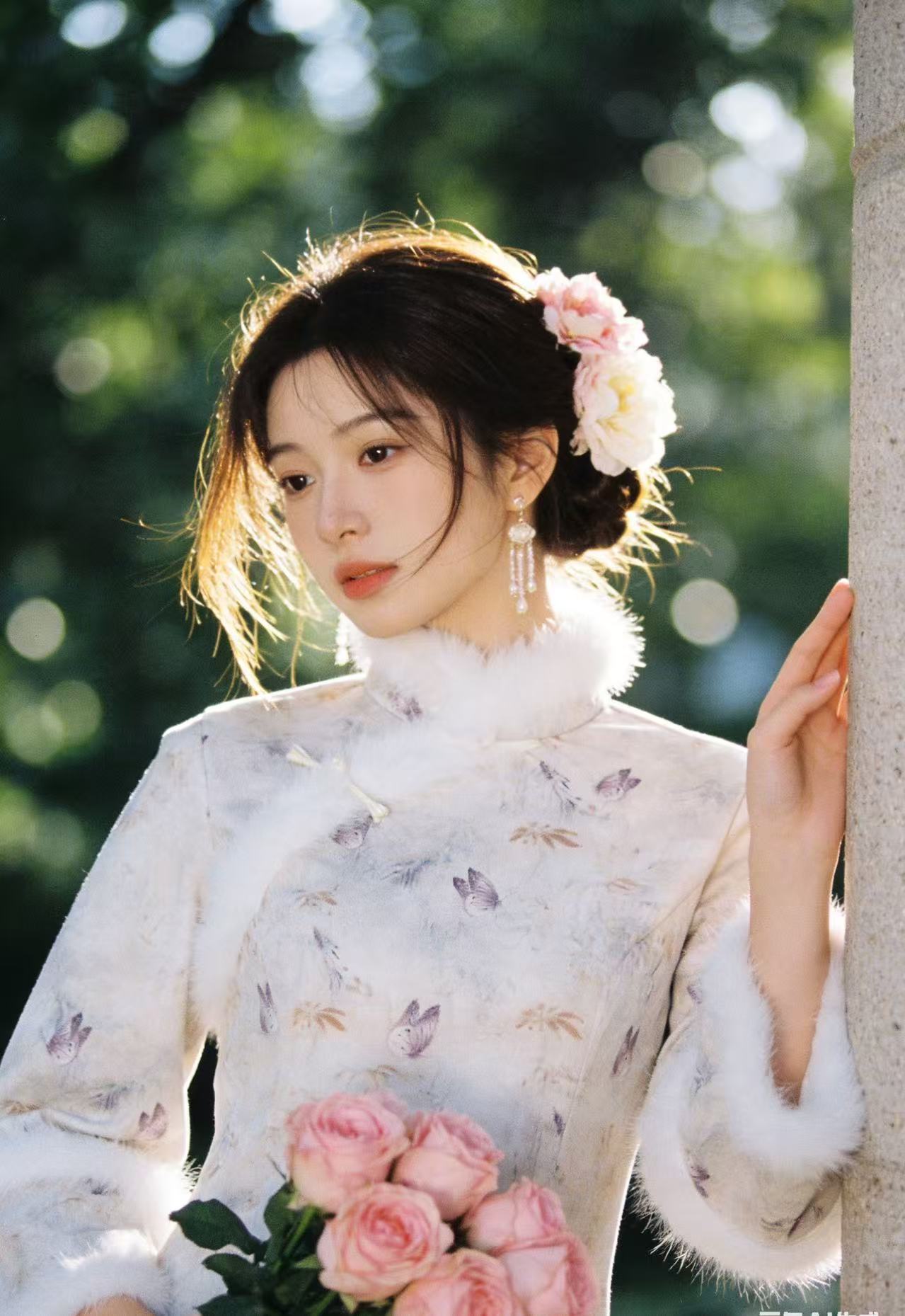 1606 双毛 【紫恋蝶舞】 加绒 旗袍