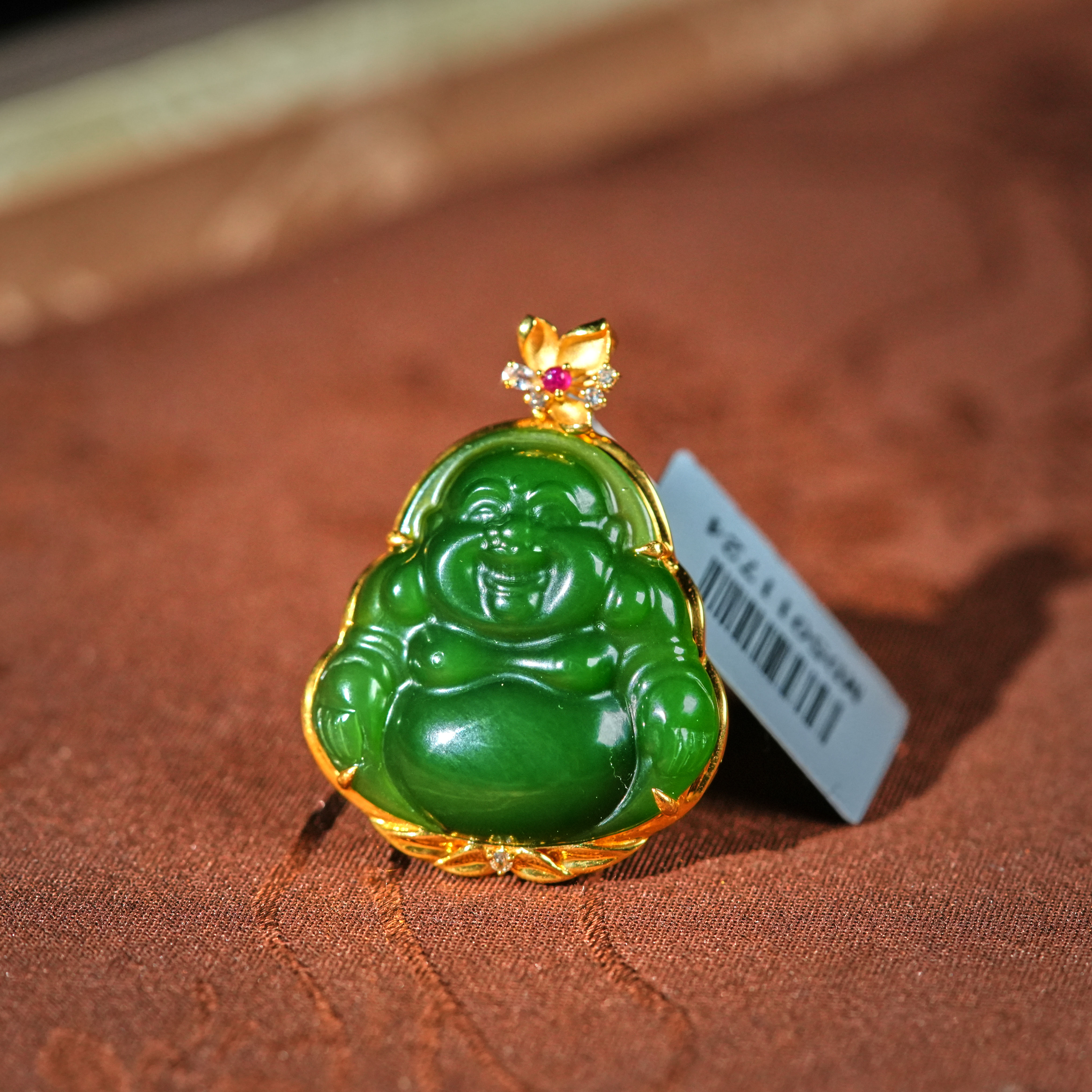 【左边婷姐】和田玉老油菠菜绿佛公吊坠 