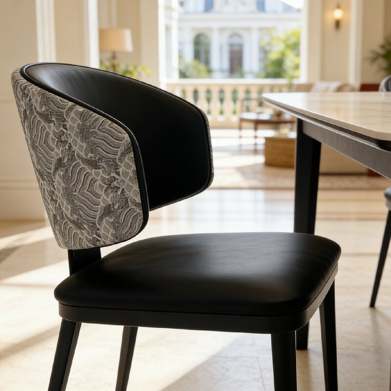 烈虎轻奢家用椅子高配款环抱椅餐桌椅靠背餐椅2025新款国潮风椅子
