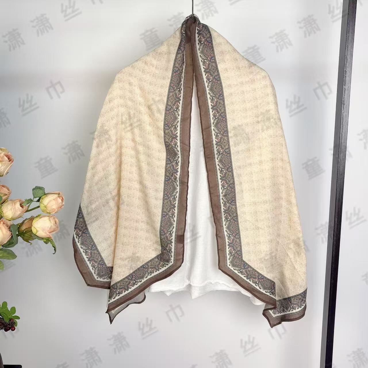 （暖杏佩斯利）新款长巾45*170左右围巾