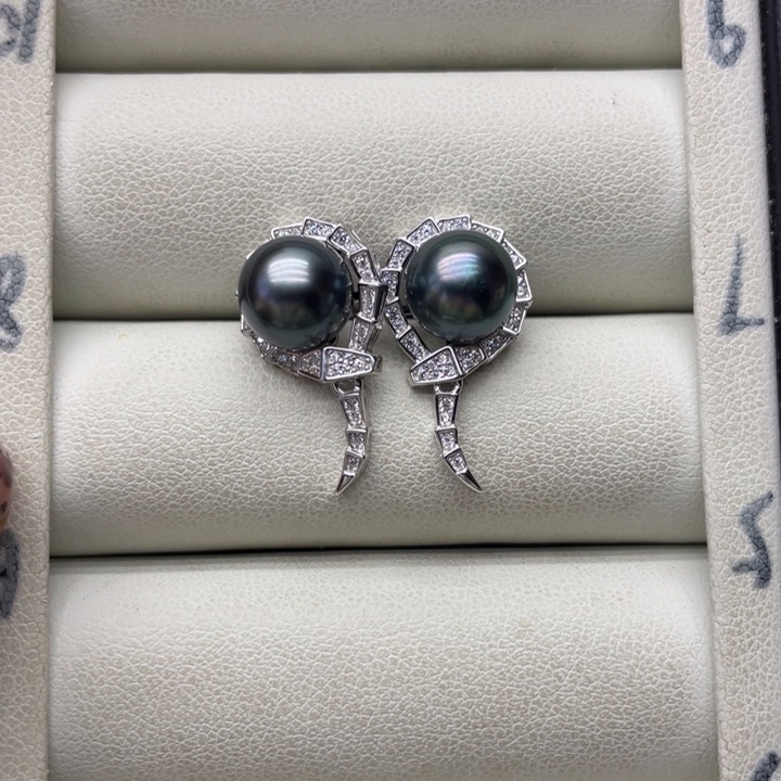 海水珍珠耳饰银S925镶嵌
