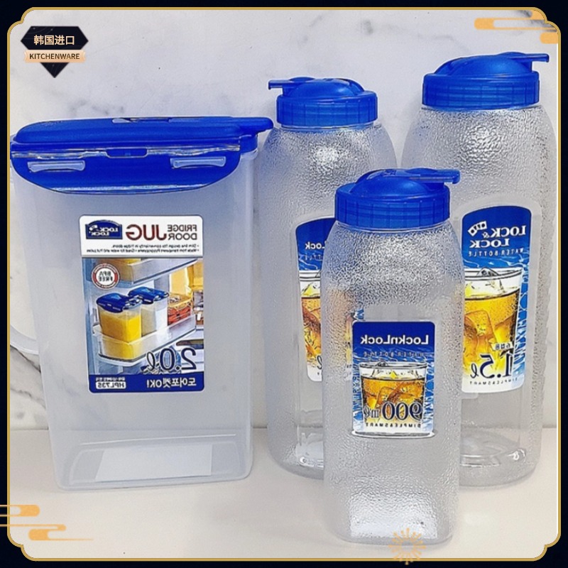 韩国进口塑料凉水果汁凉茶大麦茶冷藏水瓶大容量透明水桶