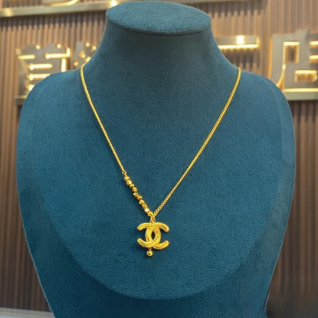 合金项链 『小香家双C项链』中式时尚国风百搭轻奢高级感坠链