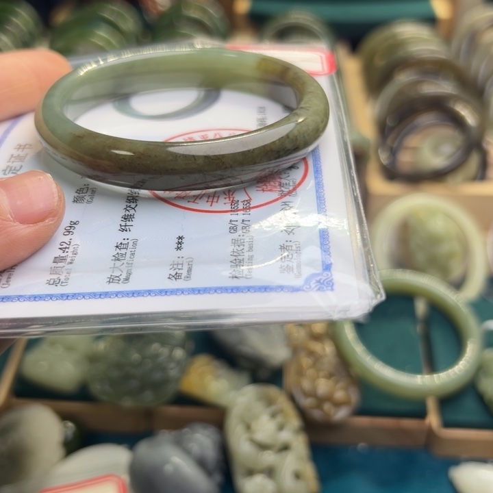 和田玉手镯未镶嵌58圈围6006