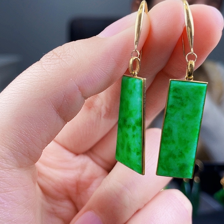 翡翠耳饰18K金镶嵌饰品