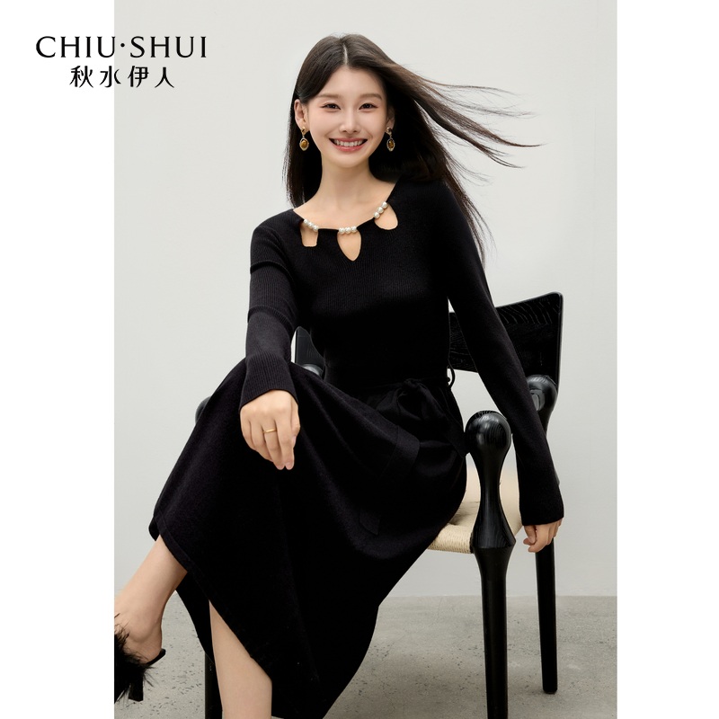 秋水伊人质感连衣裙2025年秋季新款法式气质裙子625409B020110