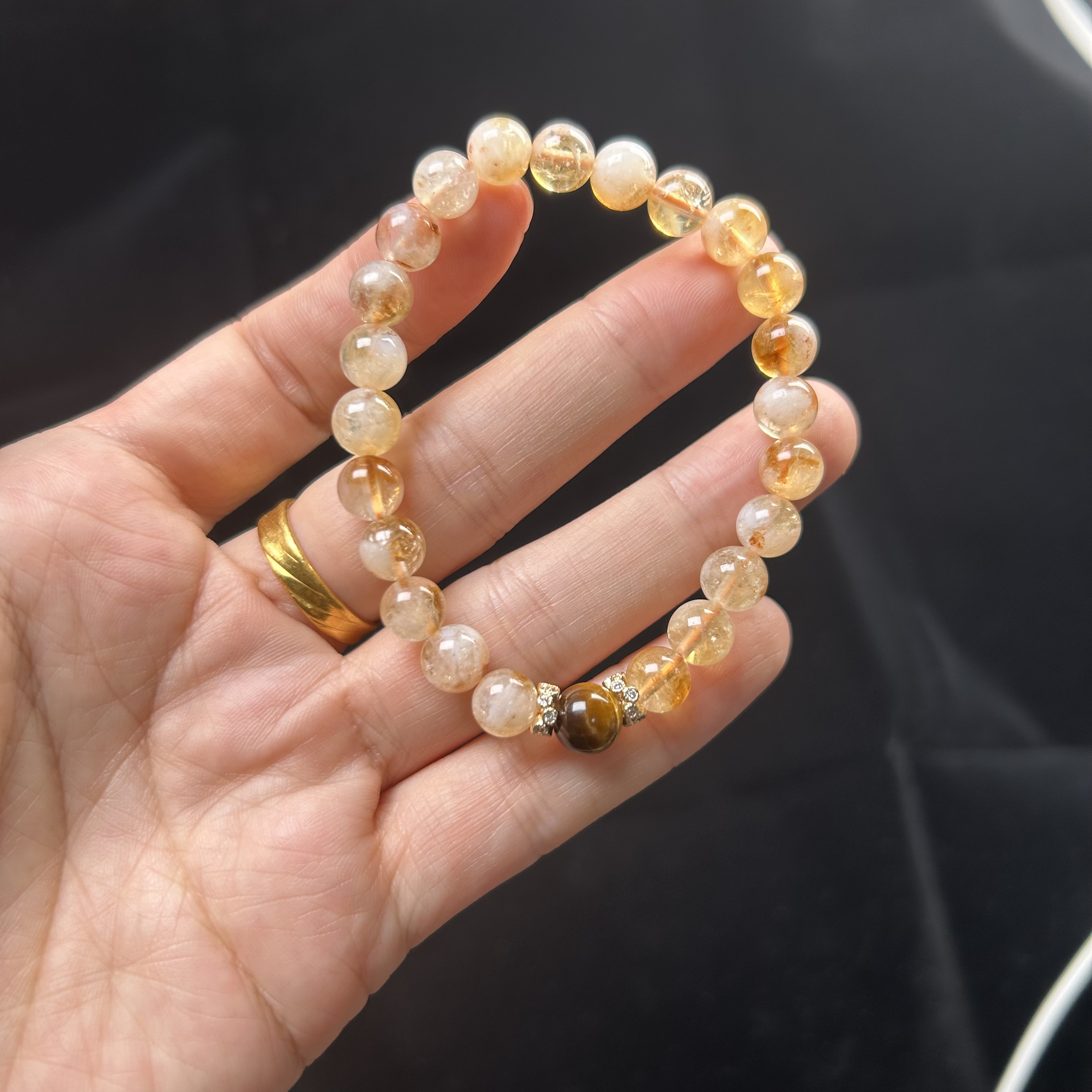 黄塔晶-清禾珠宝天然黄水晶散珠手串DIY