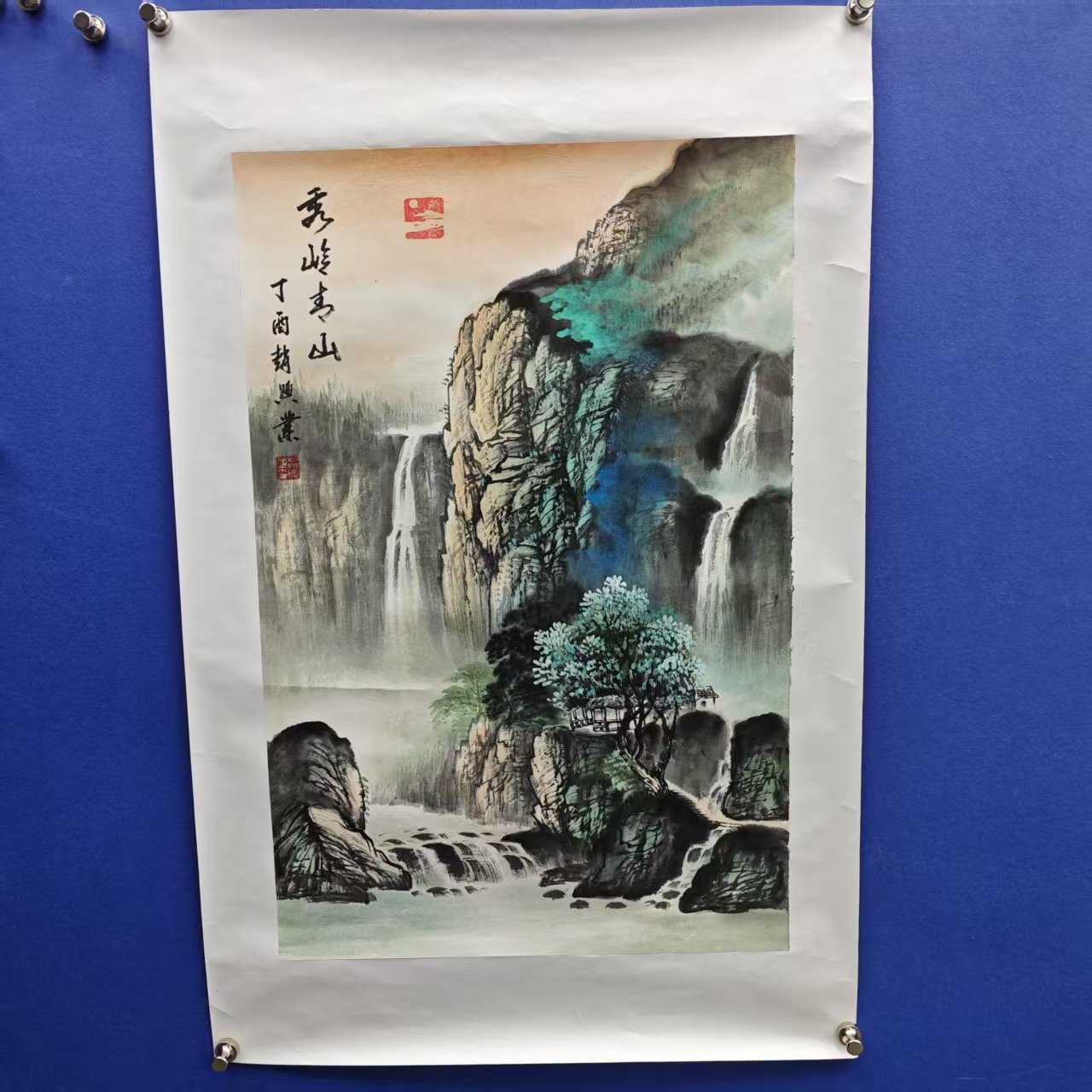赵兴业《秀岭青山》四尺三开 托裱  68*45cm -天美