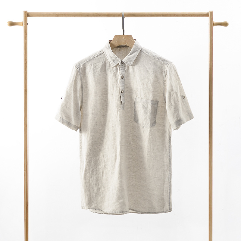2025夏季高品质100亚麻男装简约休闲舒适百搭亲肤透气吸湿排汗纯