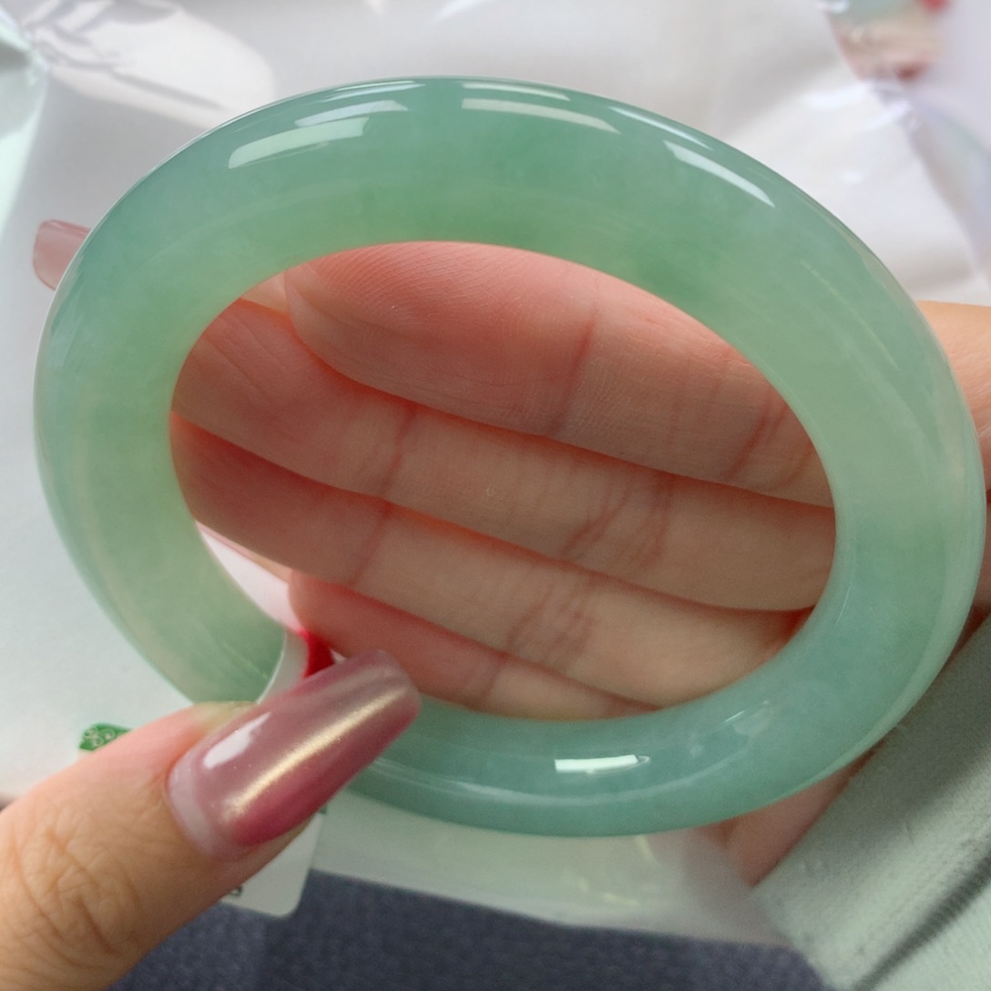 翡翠手镯未镶嵌缅甸天然翡翠A货57.6