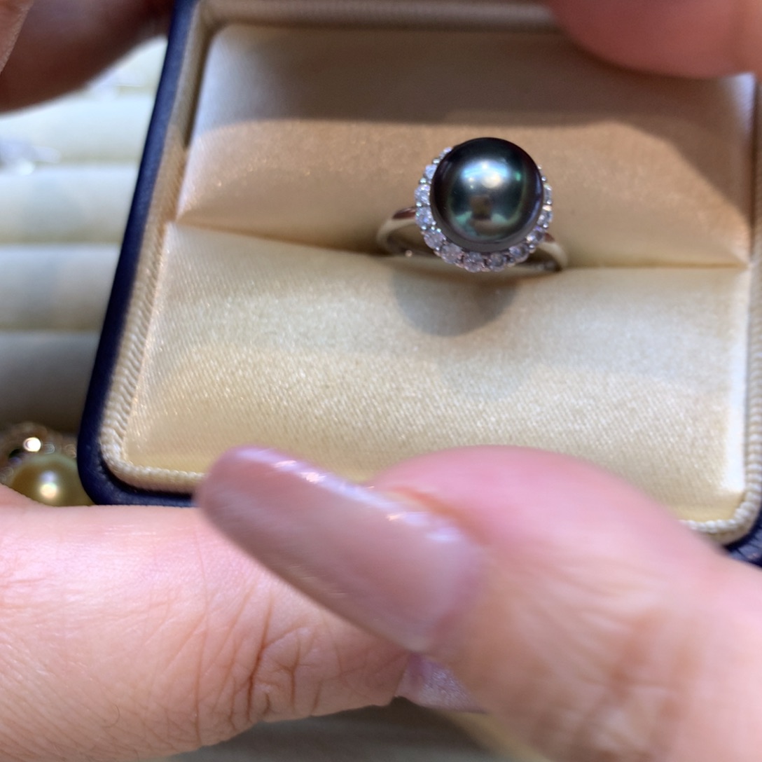 银S925镶嵌戒指海水珍珠