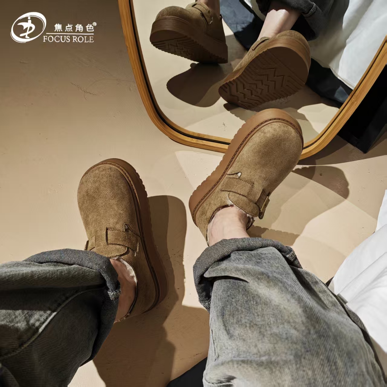 【牛皮勃肯鞋】加绒厚底增高5公分新款一脚蹬百搭时尚经典手工鞋女