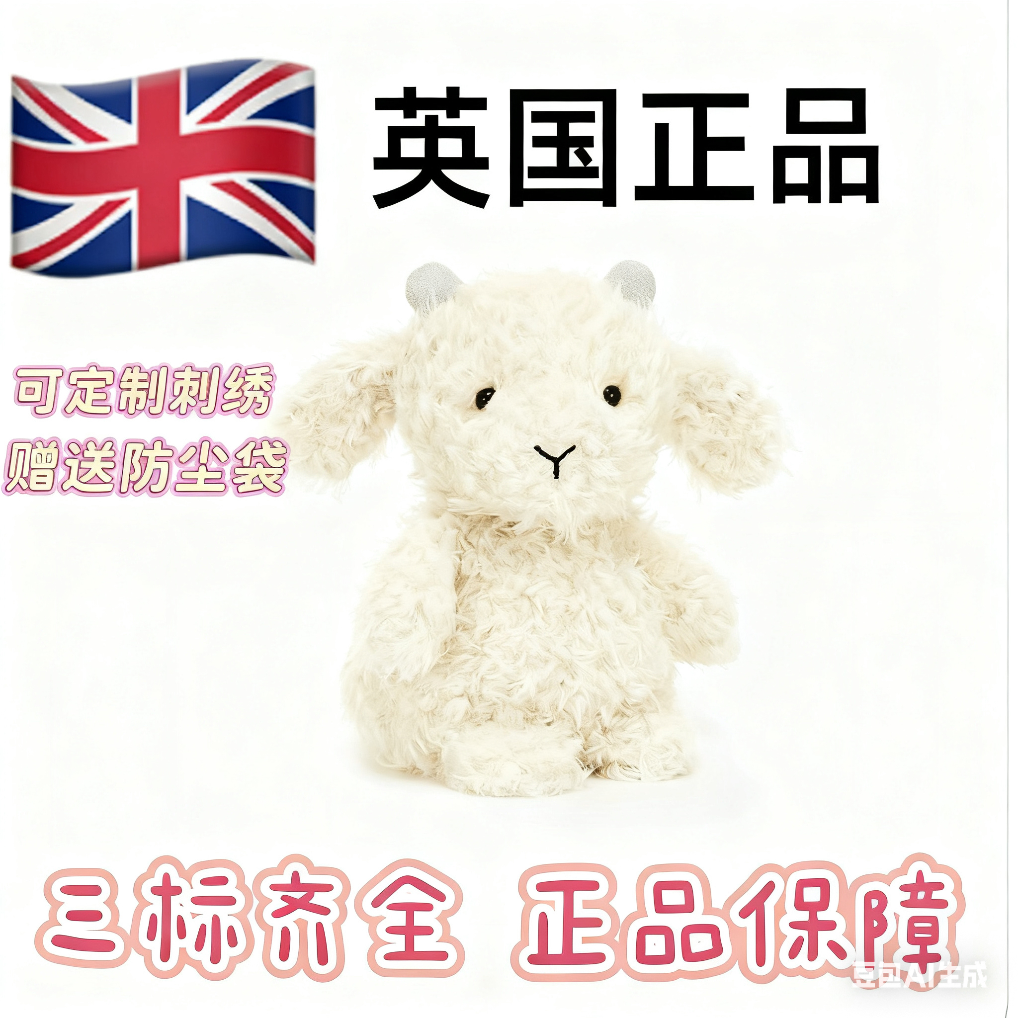 英国正版 卷毛小山羊毛绒玩偶安抚娃娃公仔礼物送女友