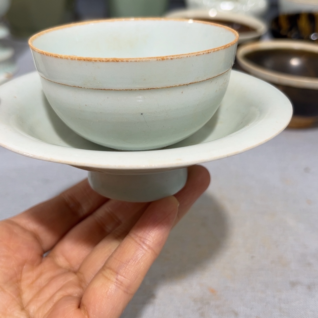 释***普陶摆件湖田窑简易茶托盏