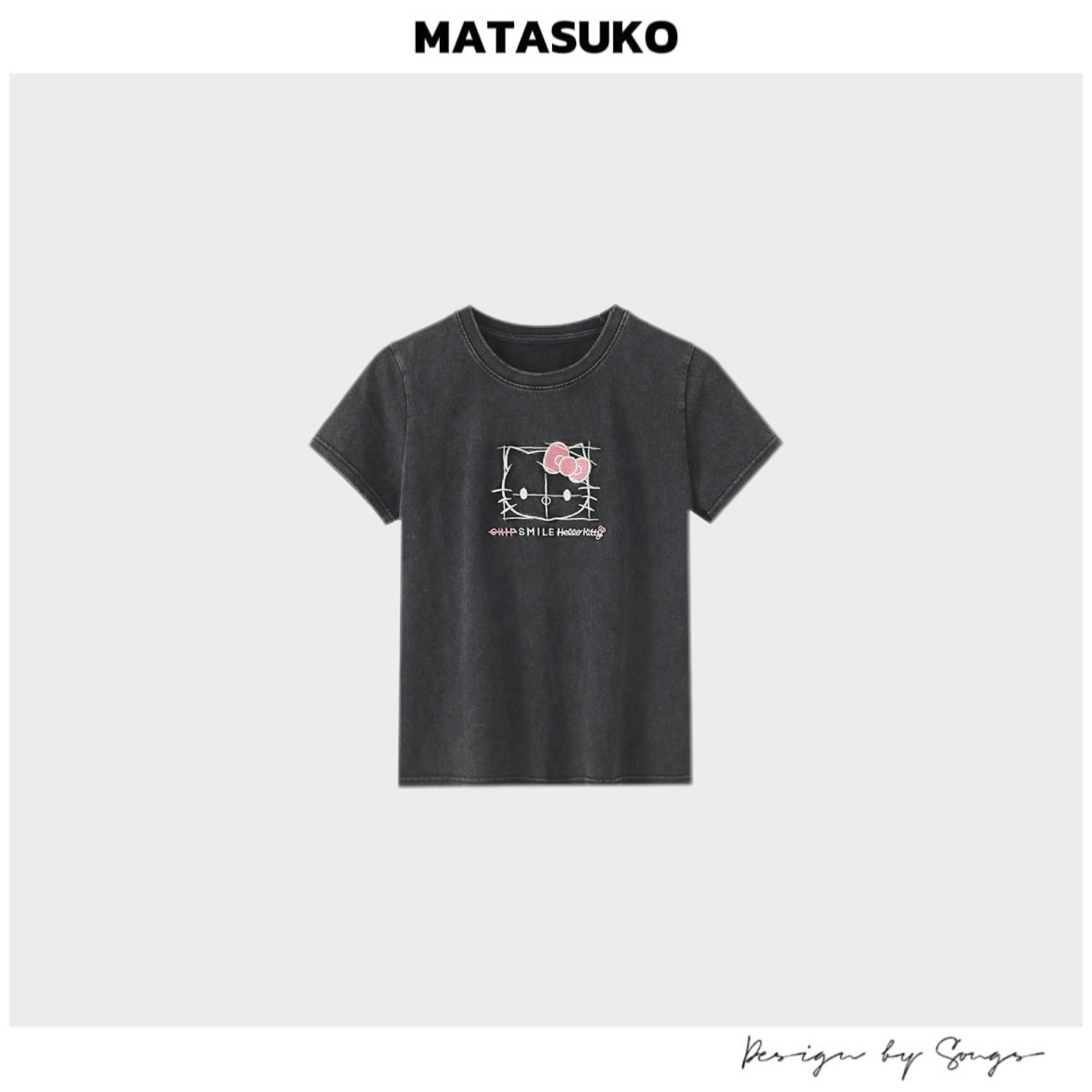 MATASUKO 水洗弹力棉 炒色工艺 正肩T恤