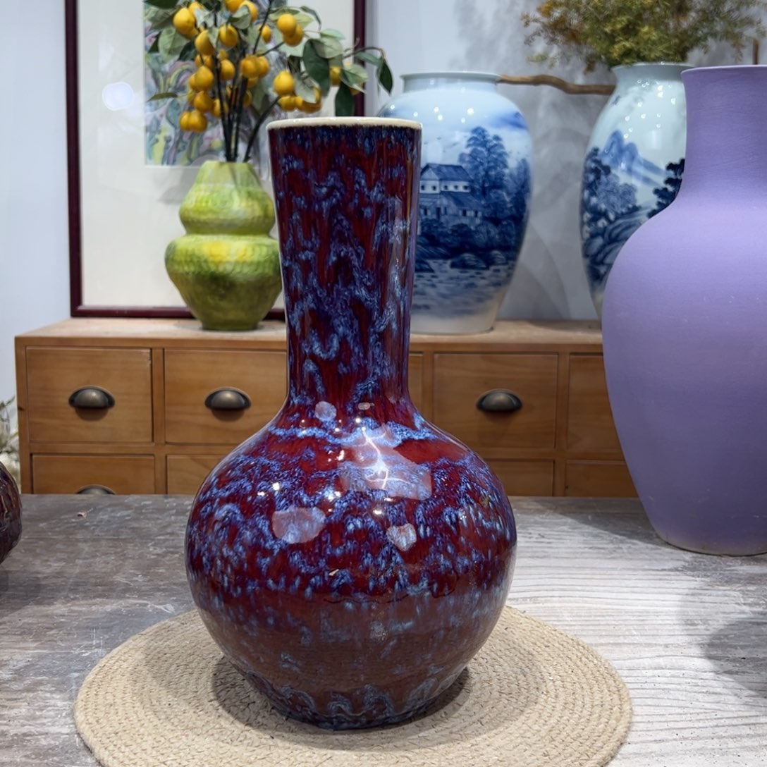 摆件陶瓷花瓶高31口7瑕疵