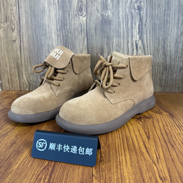 微瑕福利真皮马丁靴女短靴平底防滑圆头系带四季新款牛皮女靴