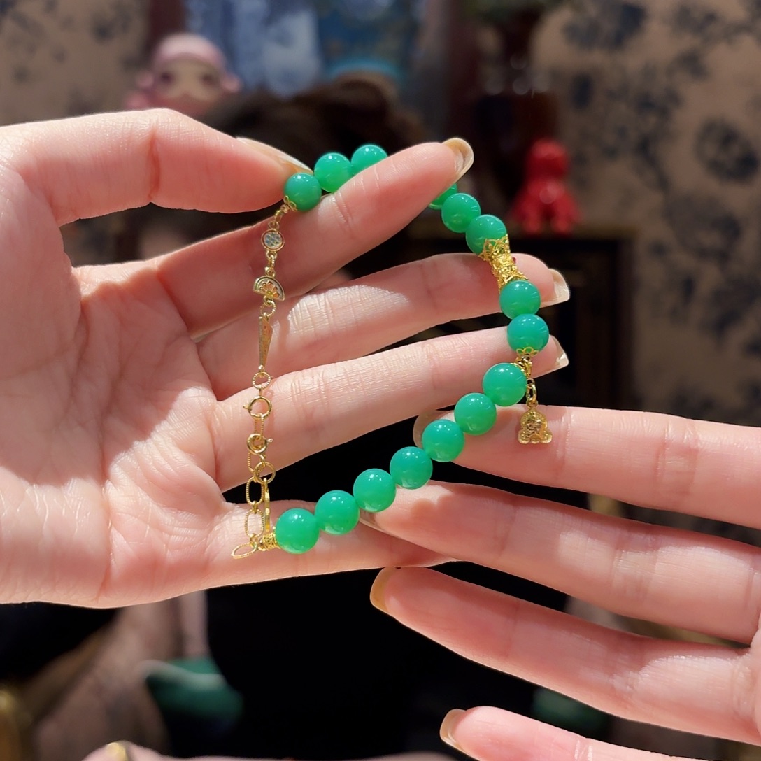 石英质玉手链18K金镶嵌