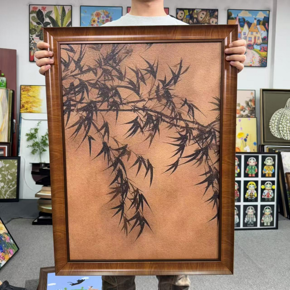 墨竹报平安装饰画适用于客厅玄关餐厅书房墙面6080装饰画G111