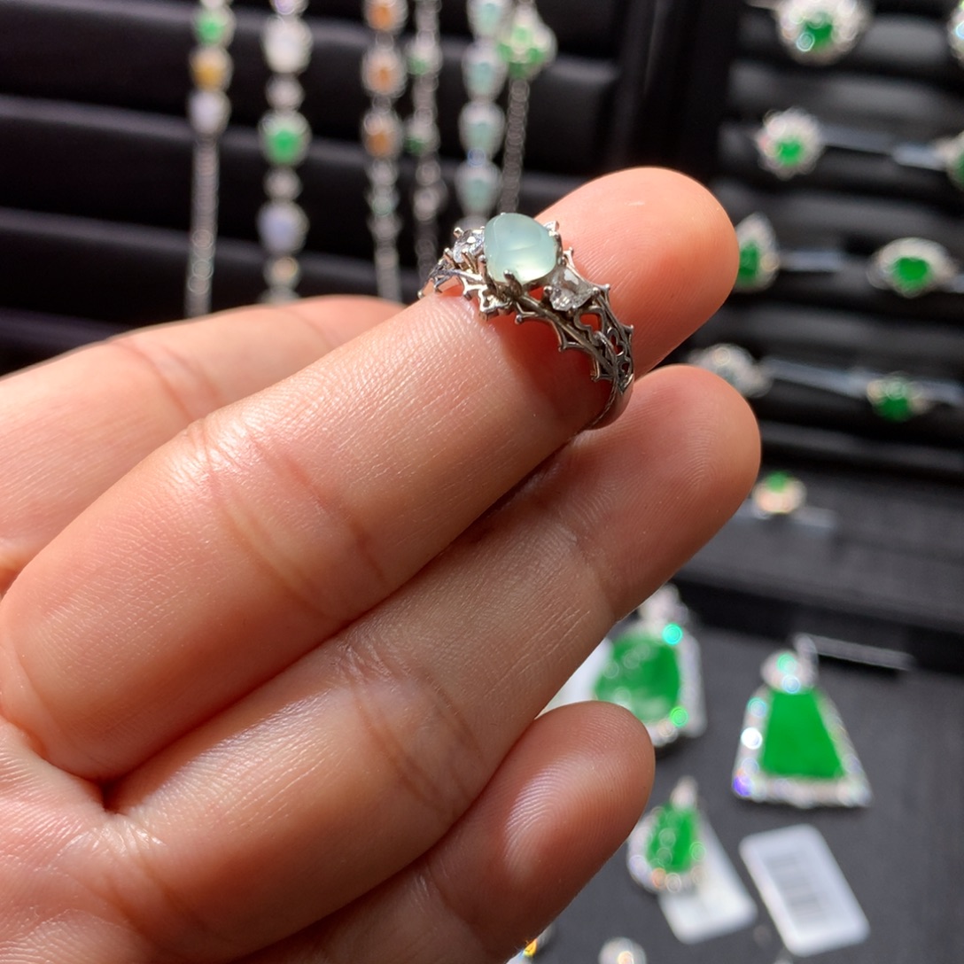 翡翠银S925镶嵌戒指