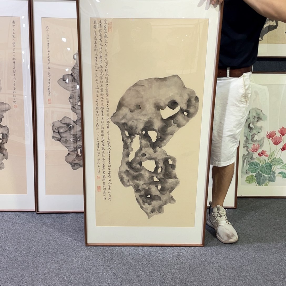 国画手绘画作品带框60/120