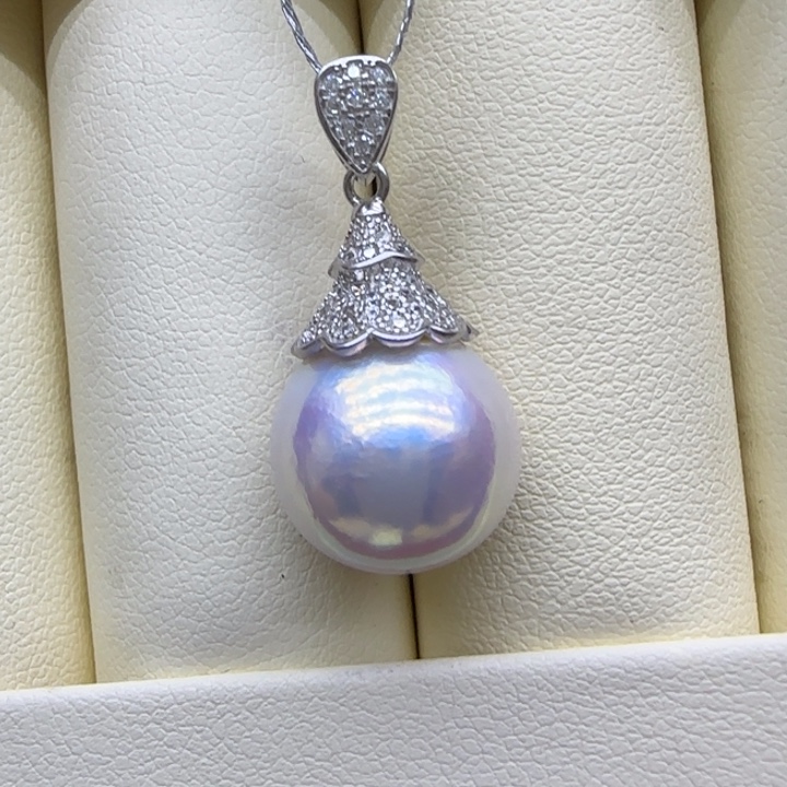 淡水珍珠摆件未镶嵌极光大白13mm