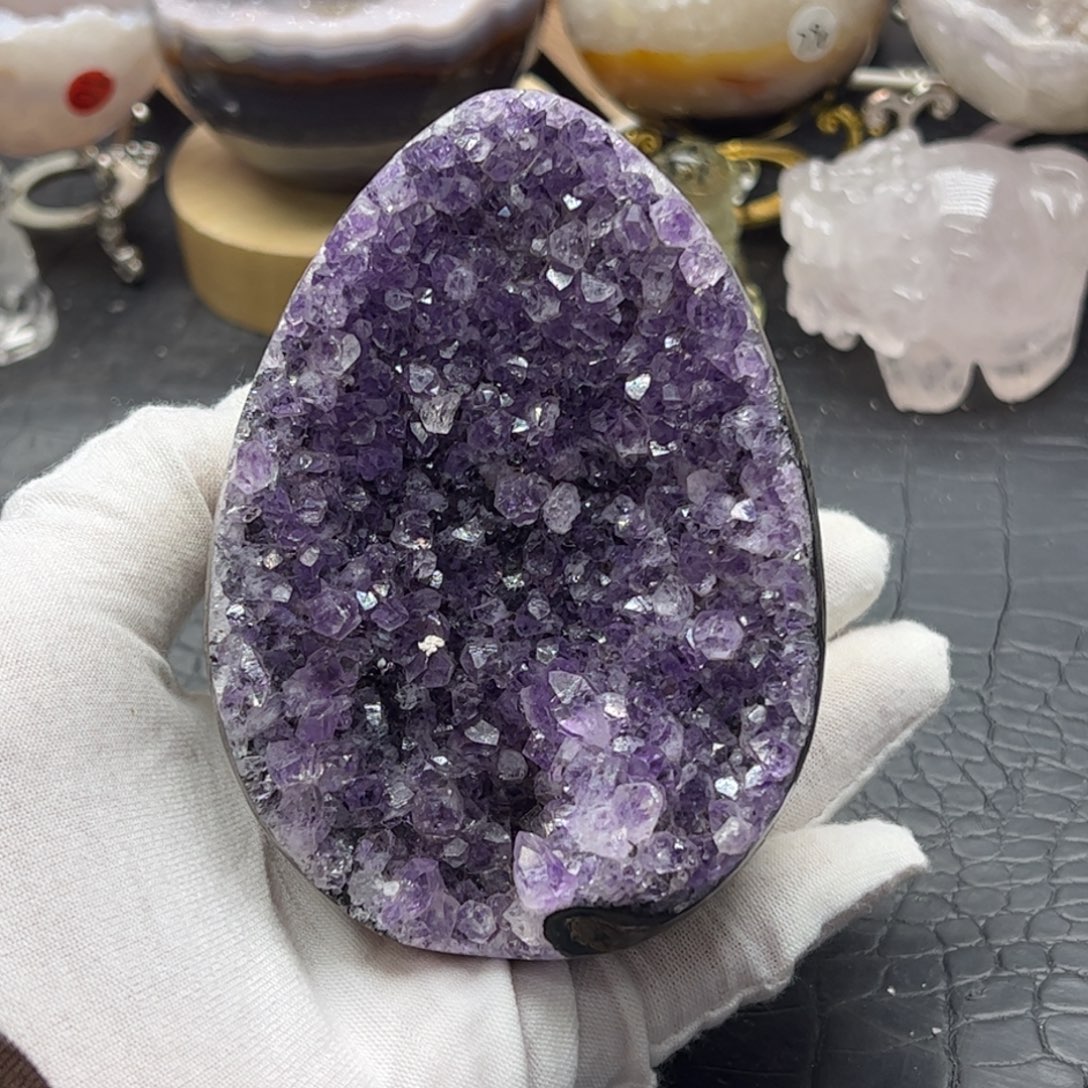 水晶未镶嵌珠宝半成品紫水晶牙龙蛋55