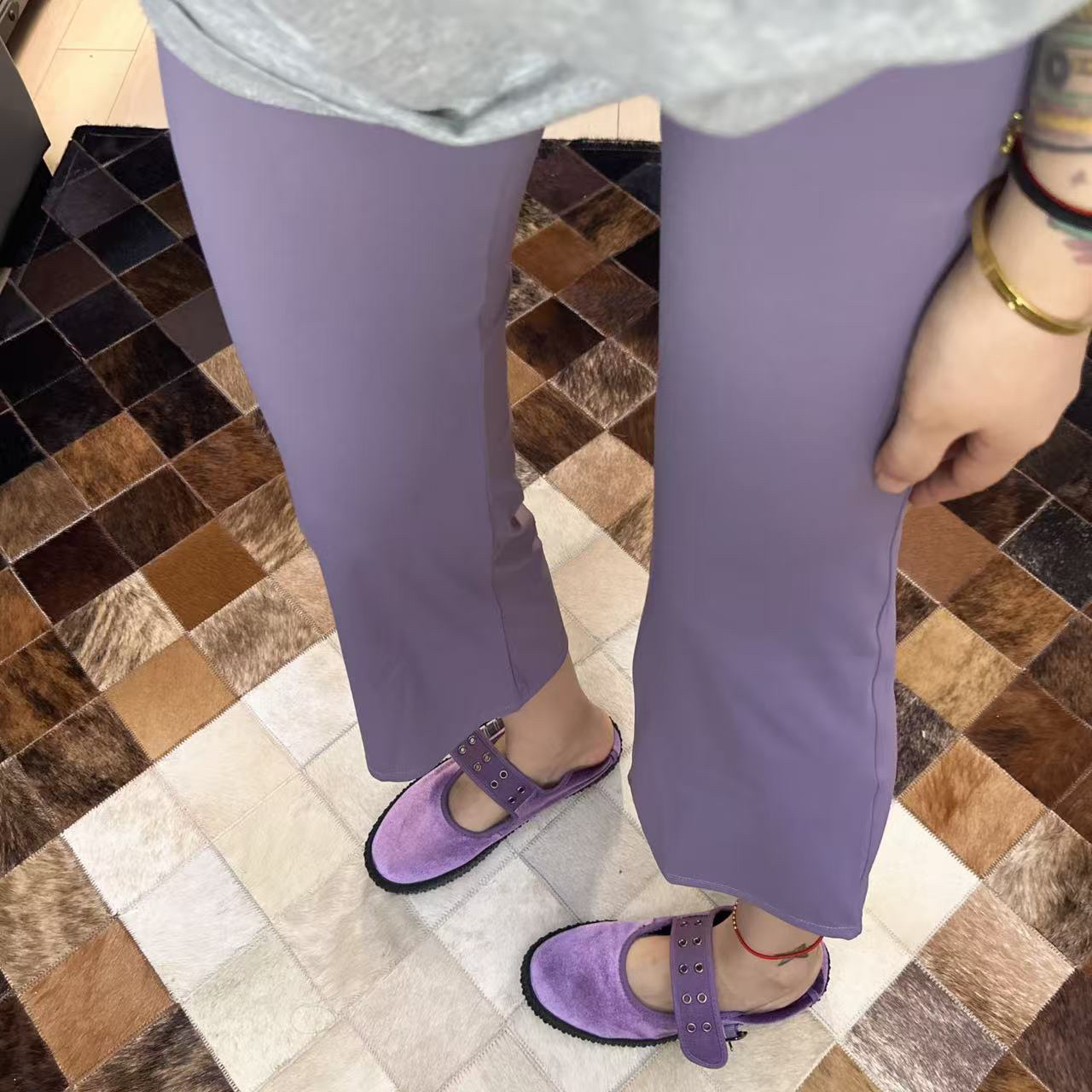 秋款微喇瑜伽裤八分喇叭裤高腰女外穿 