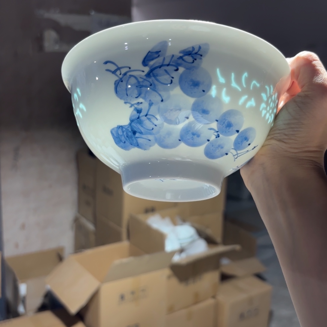 玉瓷景德镇陶瓷面碗两只微瑕