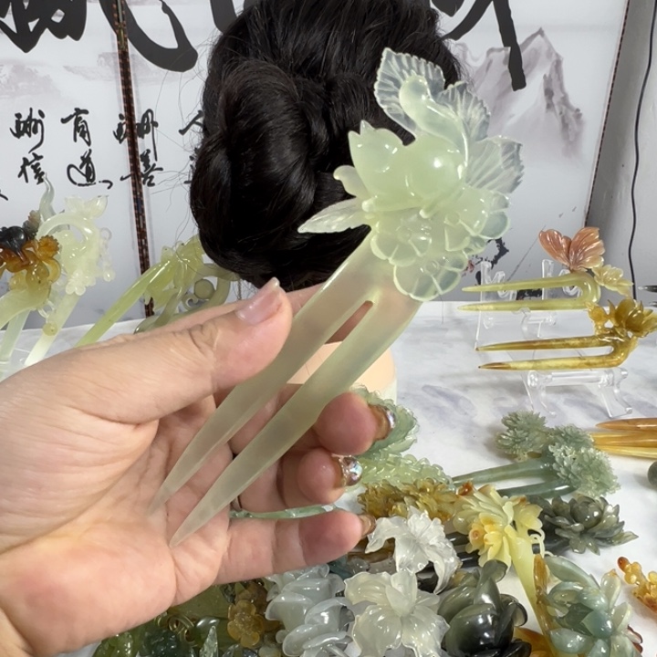 蛇纹石玉发饰未镶嵌