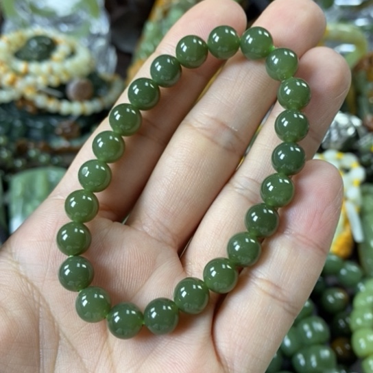 透闪石质玉手串卡8未镶嵌