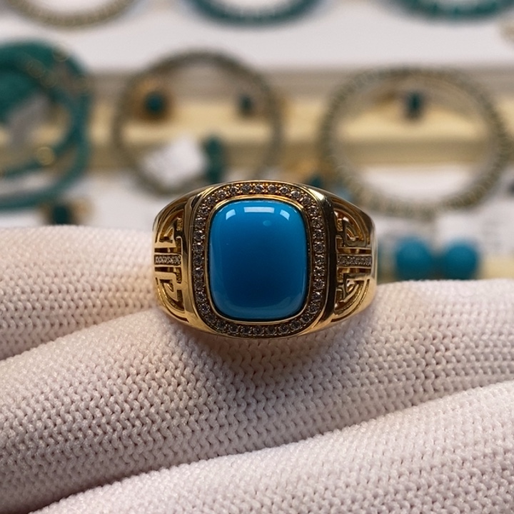 绿松石珠宝奇石18K金镶嵌AA190