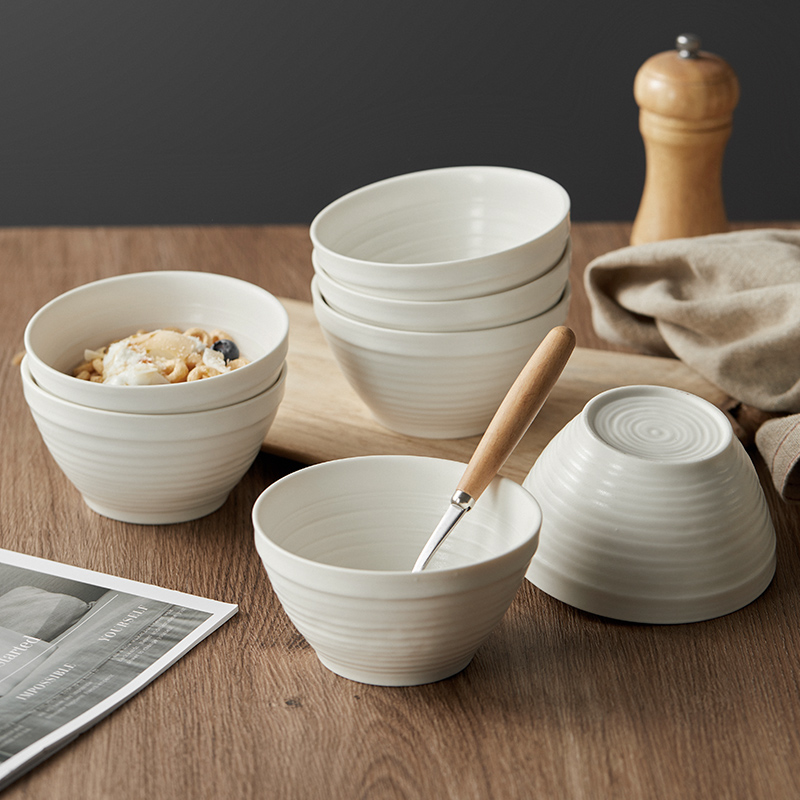 微瑕奶昔白4.5英寸米饭碗多只装奶油风早餐碗高颜值陶瓷燕麦碗