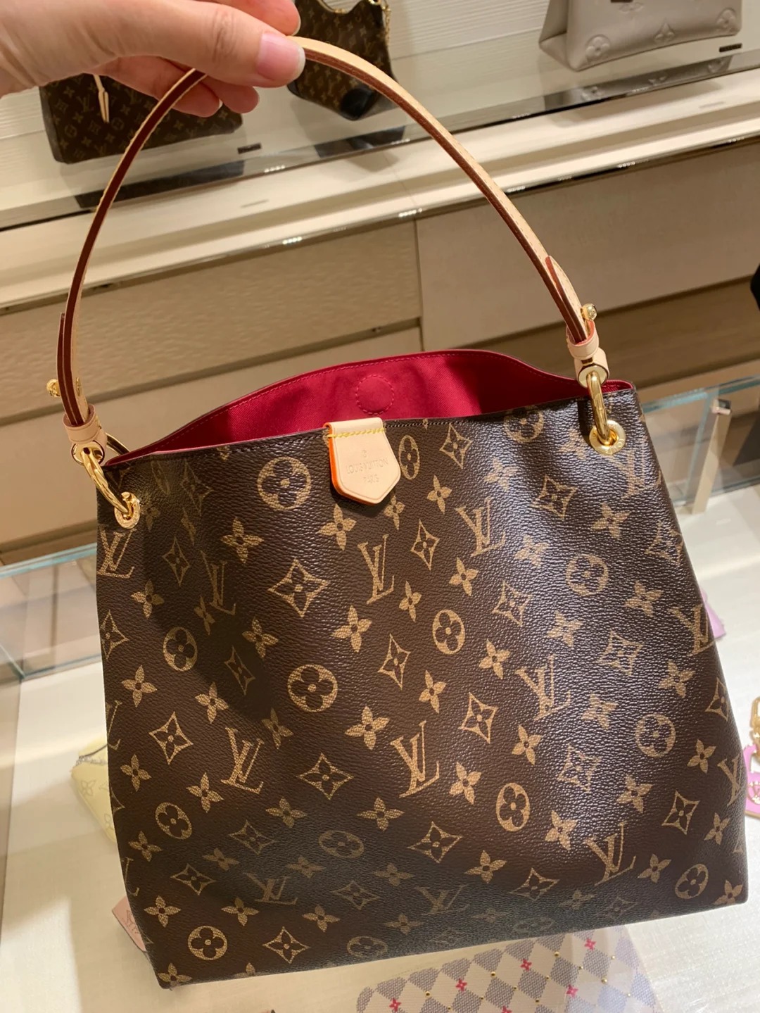 99新 LouisVuitton/路易威登 lv graceful小号玫红内/99新/优选