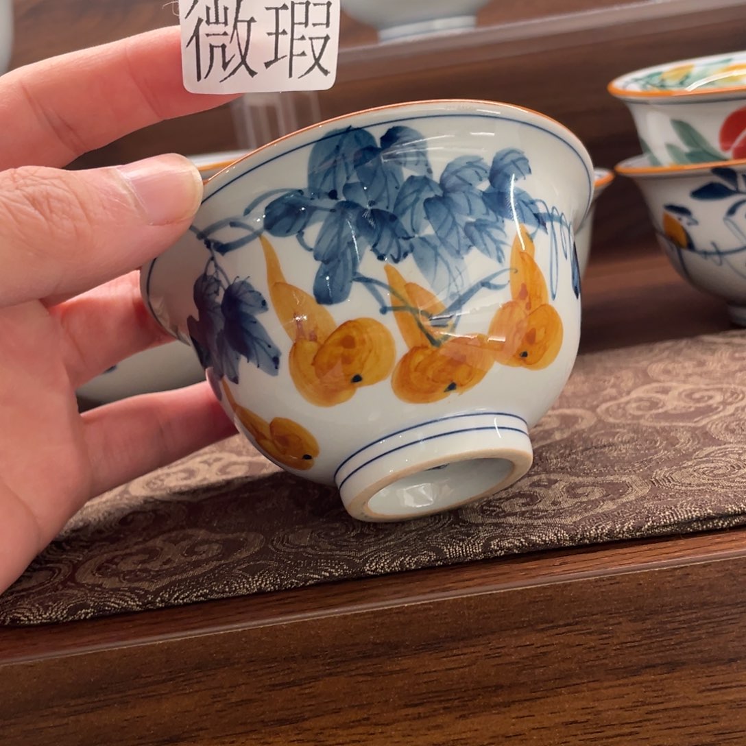 釉下手绘茶具微瑕