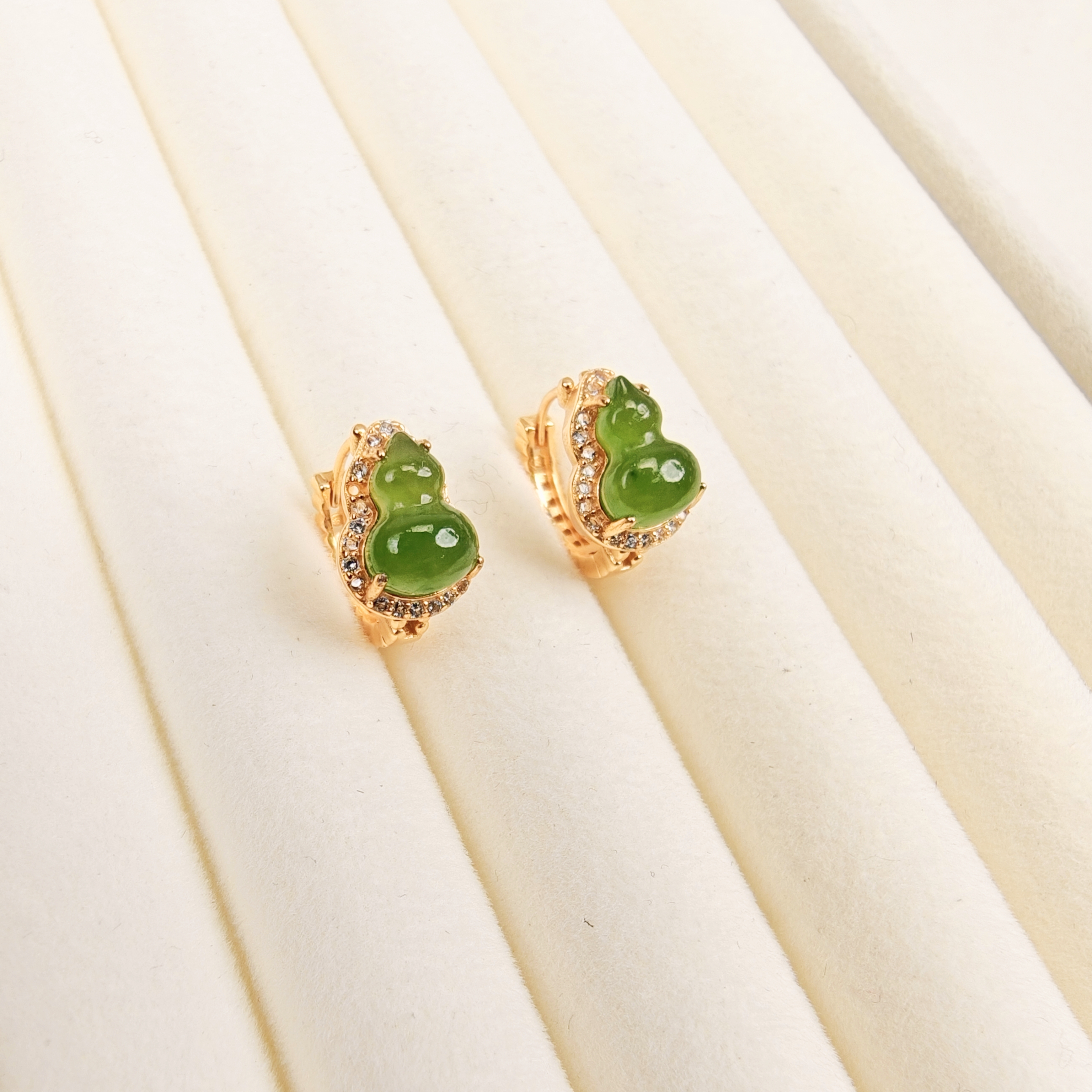 S925银碧玉耳饰福禄葫芦耳钉精美百搭耳饰耳环耳坠