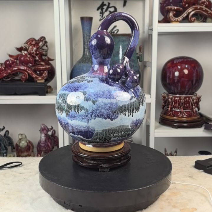 摆件钧瓷摆件神後鎮鈞瓷