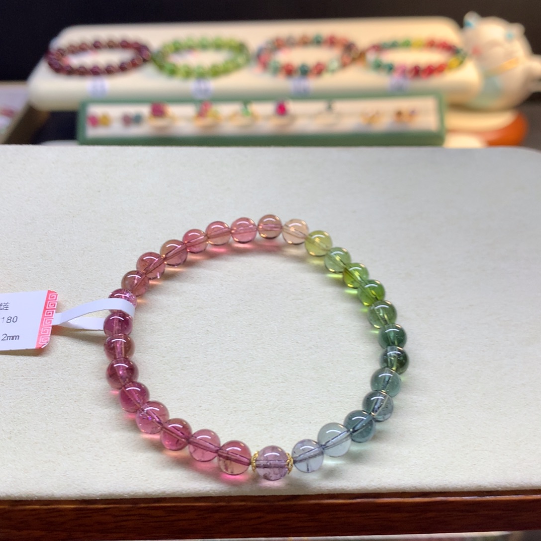 碧玺手串未镶嵌渐变人鱼6.2mm