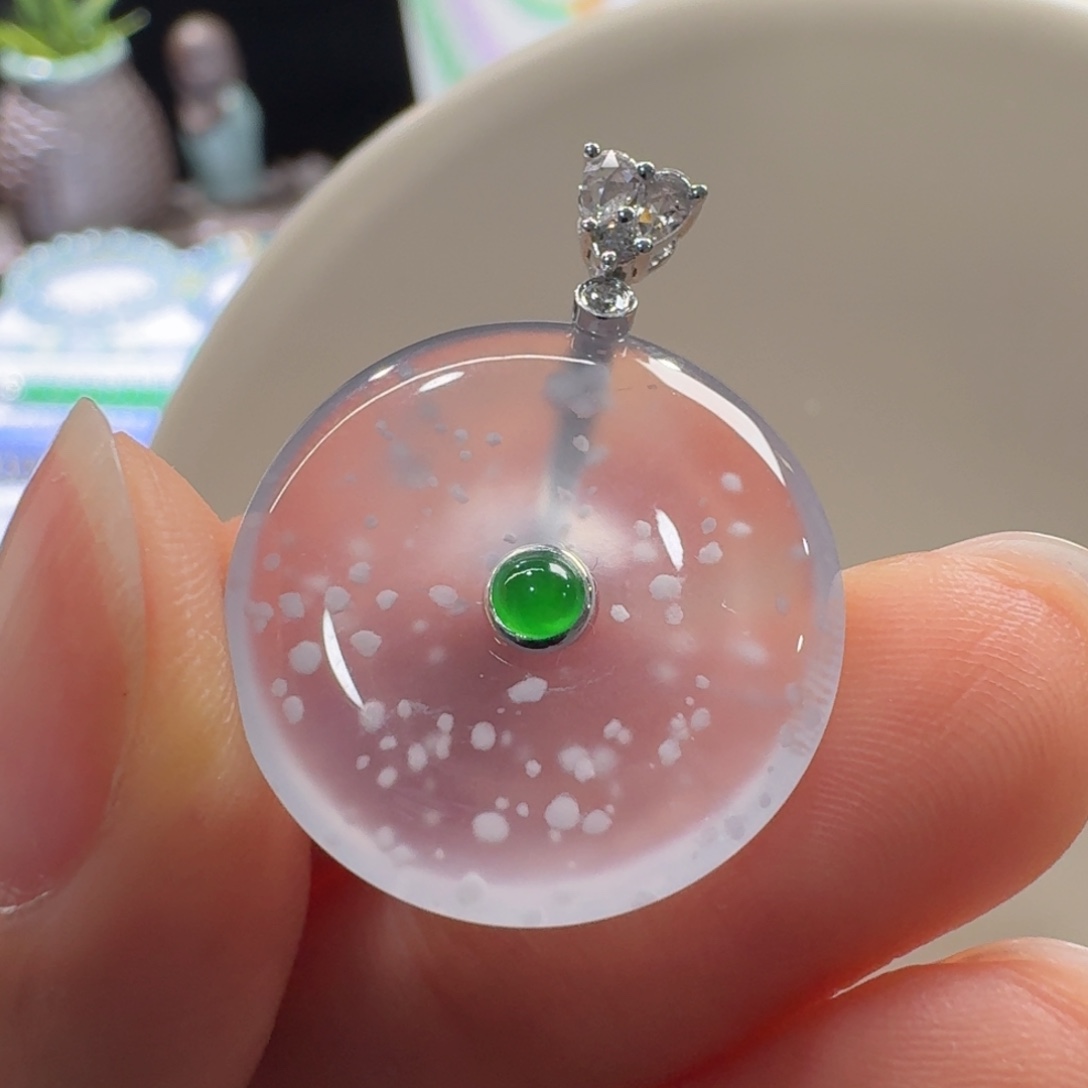 未镶嵌手链翡翠玻璃雪花棉平安扣