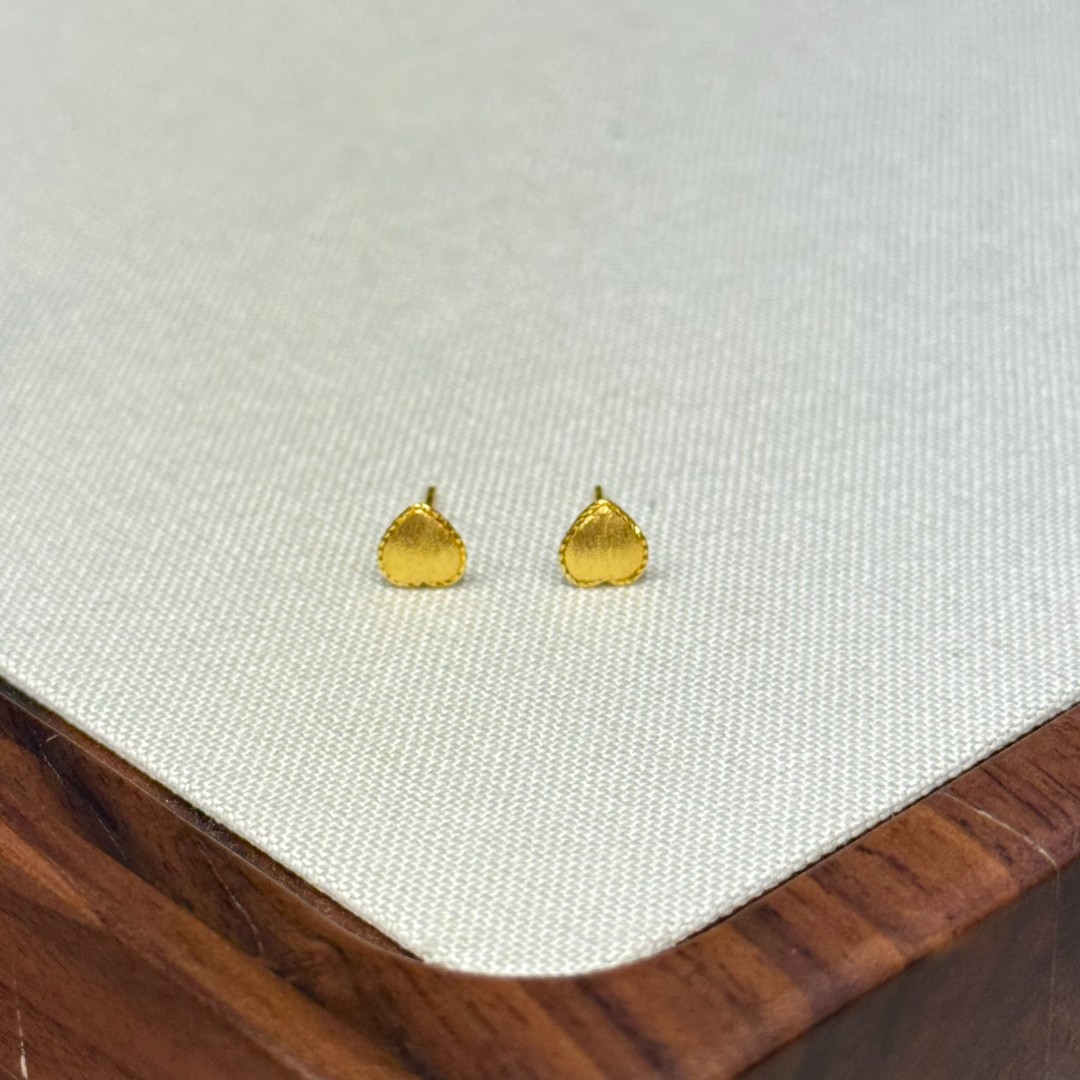 E【拉丝小爱心耳钉】-足金999精工5G耳饰