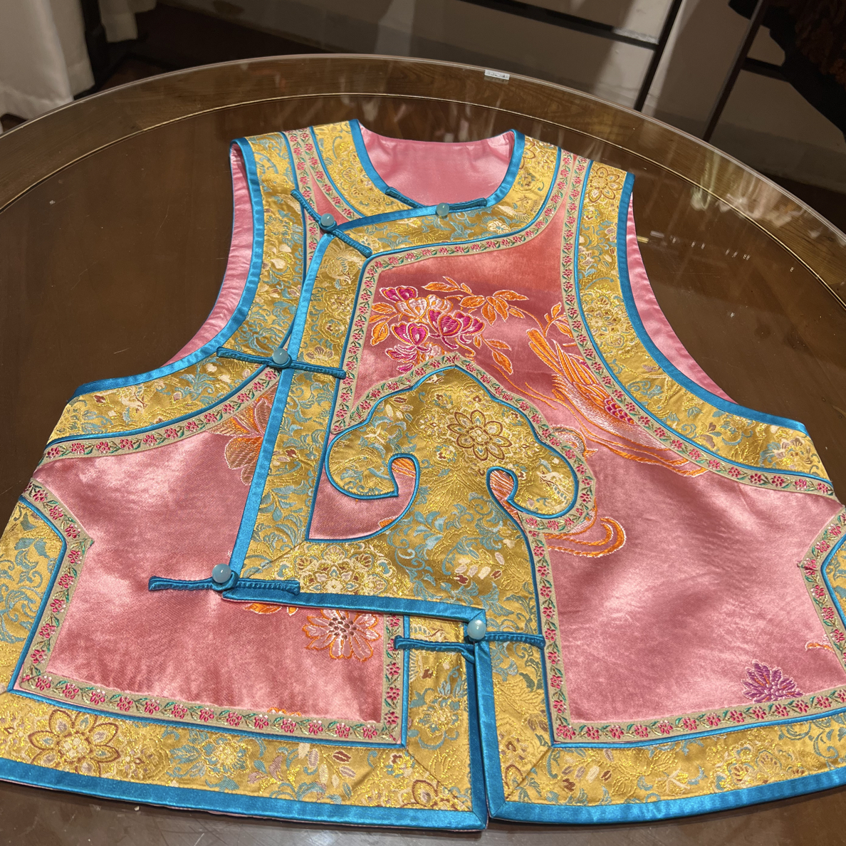 老软缎织锦缎马甲（手工无来回）