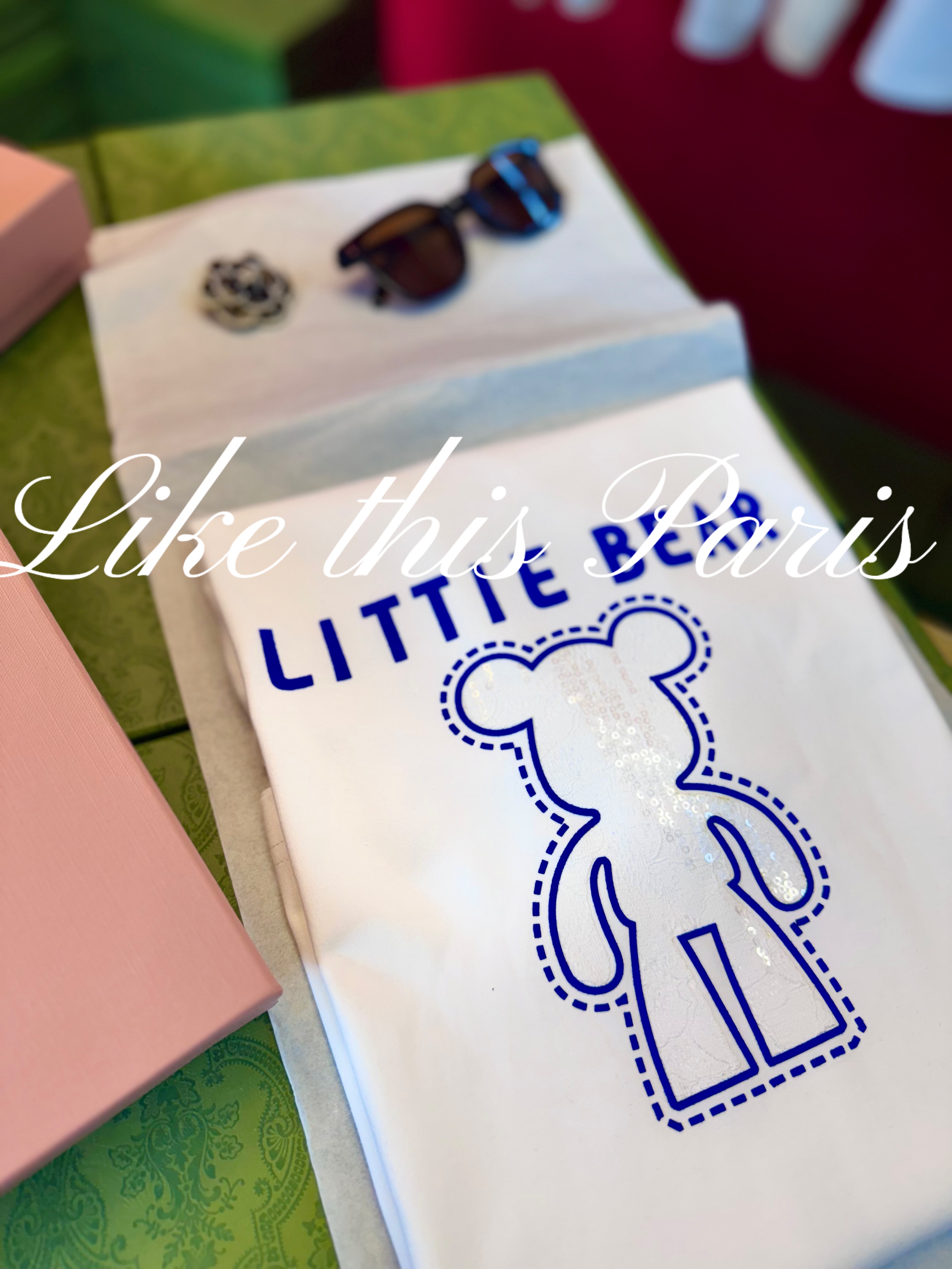 CY【蓝色小熊】轻奢时尚百搭 重工3D立体毛巾刺绣夏季设计感短袖